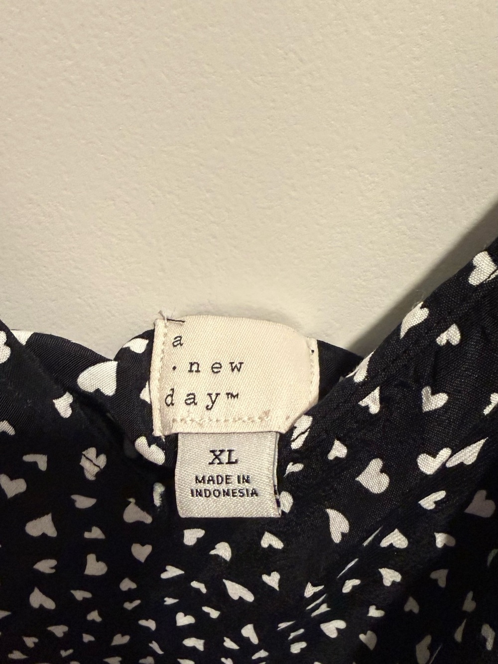 Target - A New Day Black Spaghetti Strap Midi Dress with White Heart Print, XL - Picture 3 of 4